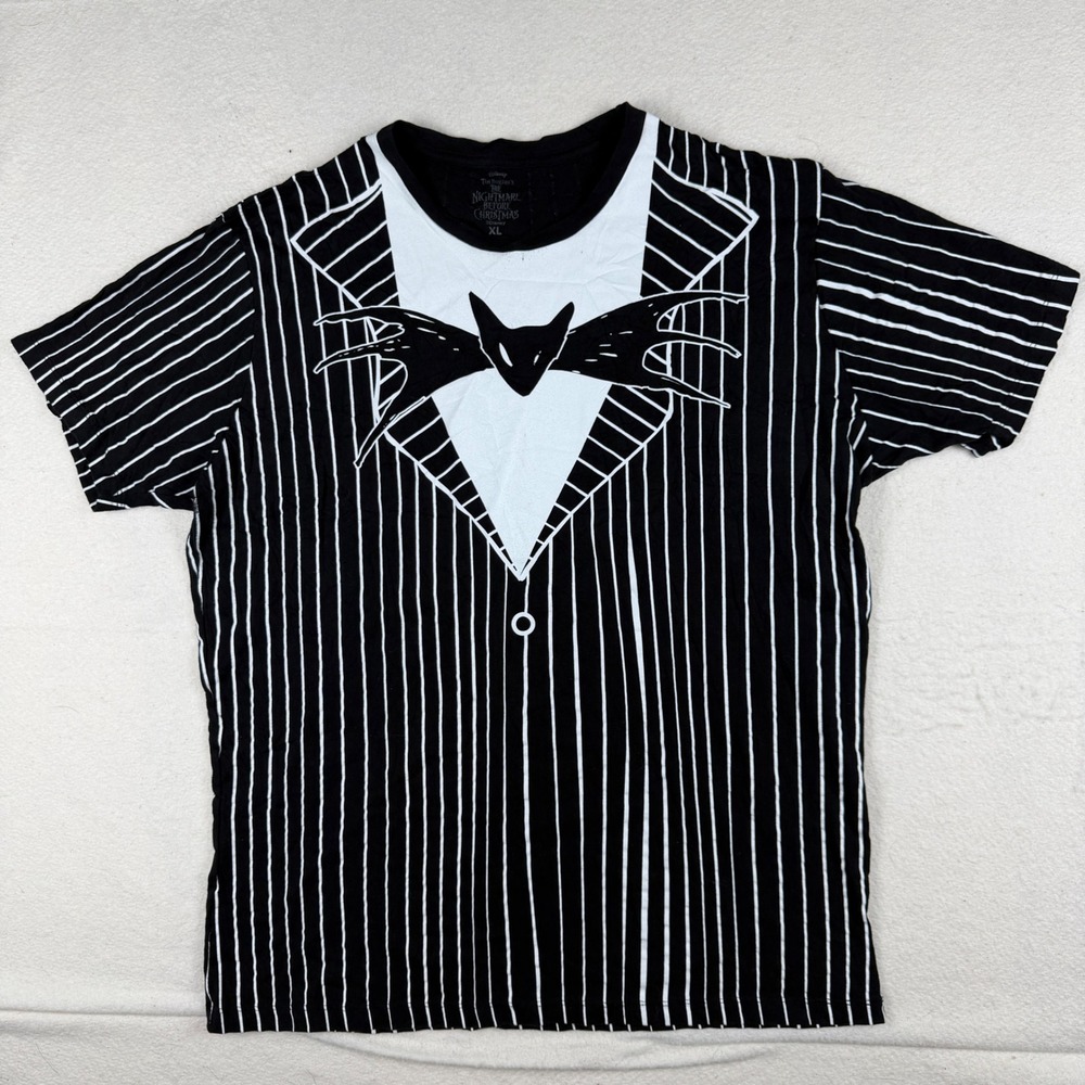 Disney‎ Nightmare Before Christmas Jack Skellington Suit Pinstripe T-Shirt XL